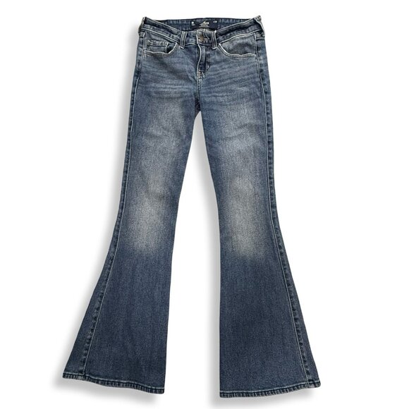 Hollister Jeans Womens 0 / 25R Low Rise Flare Y2K Boho Stretch Blue Denim 26x29 - Picture 1 of 10
